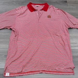 Peter Millar U of MD Red Striped Polo Shirt MENS XXL